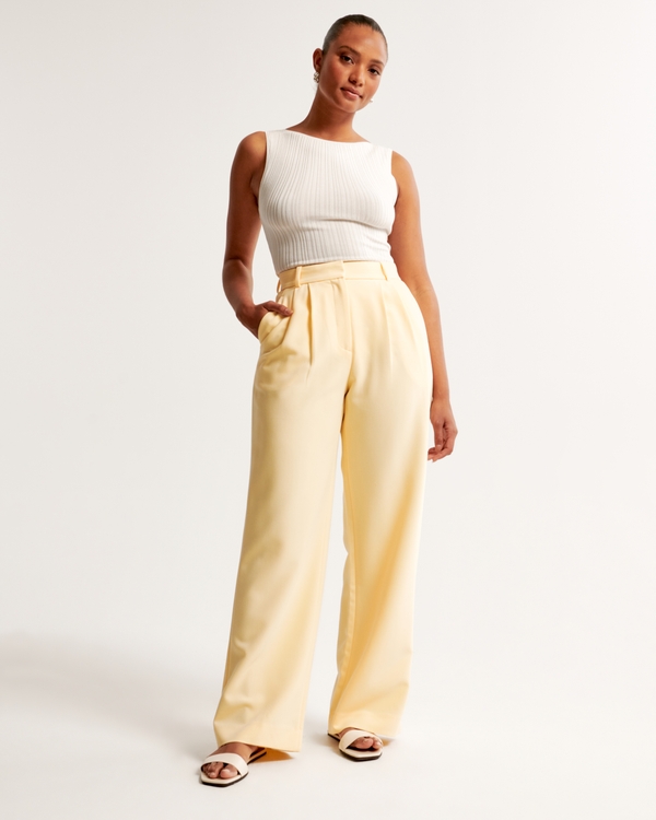 Curve Love A&F Sloane Tailored Pant, Yellow
