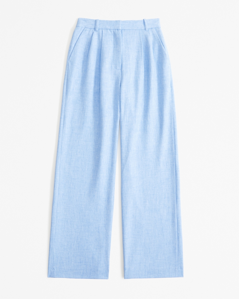 Navy Blue Striped Wide Leg Pants 4203