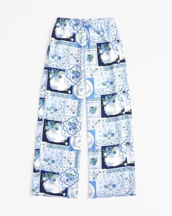 Silk Wide Leg Pull On Pants