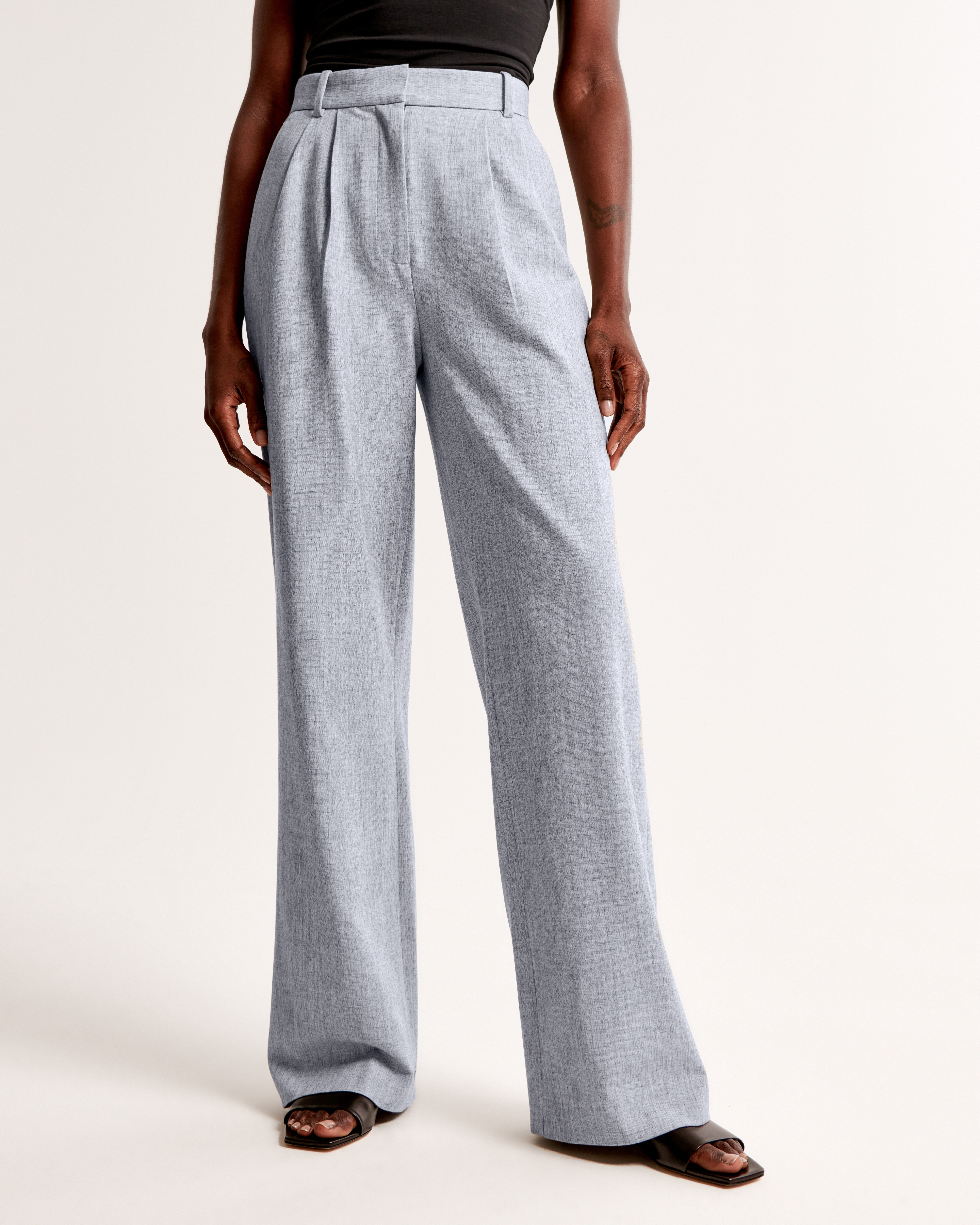 Abercrombie & Fitch A&f Sloane Tailored Wide Leg Pant In Gray