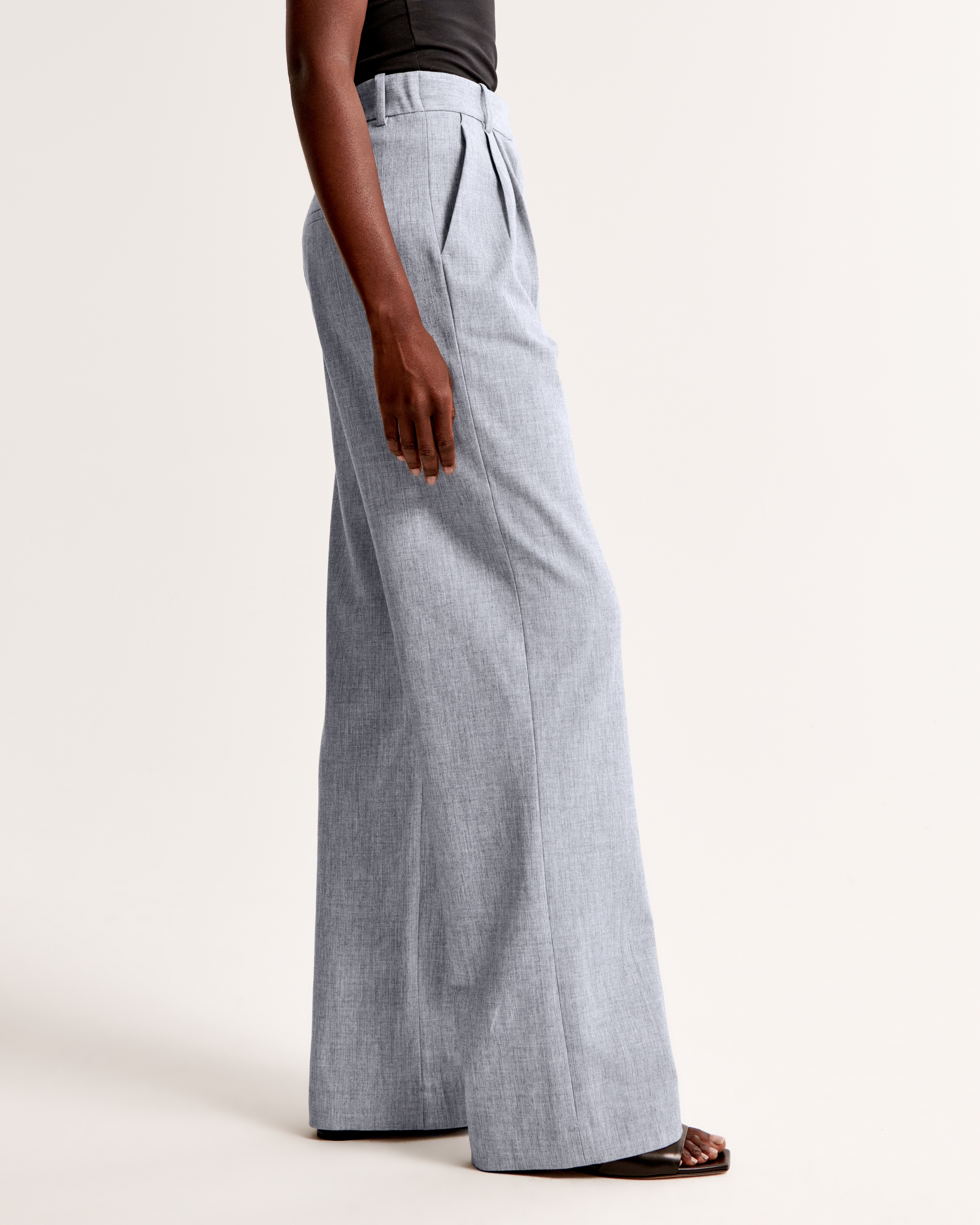 Abercrombie & Fitch A&f Sloane Tailored Wide Leg Pant In Gray