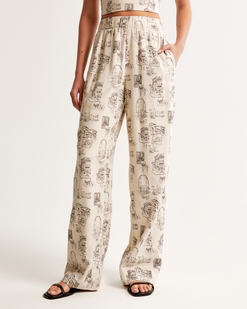 Linen-Blend Pull-On Pant