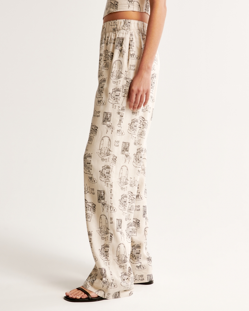 Linen-Blend Pull-On Pant