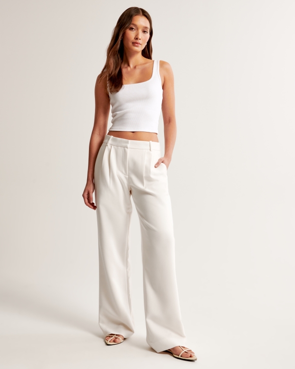 A&F Sloane Low Rise Tailored Pant, Cream