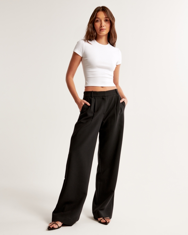 Pantalon sur mesure taille basse Sloane A&F, Black