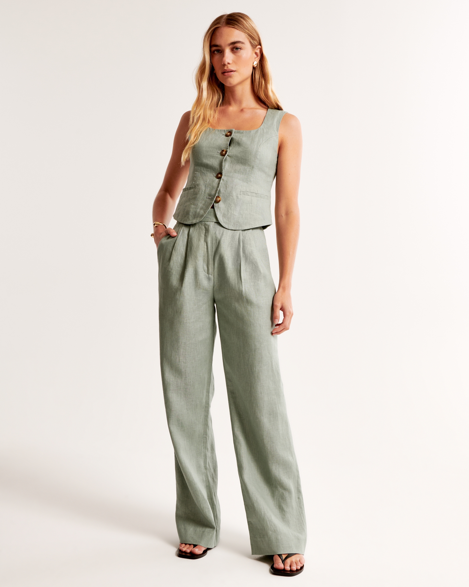 A&F Sloane Tailored Premium Linen Pant