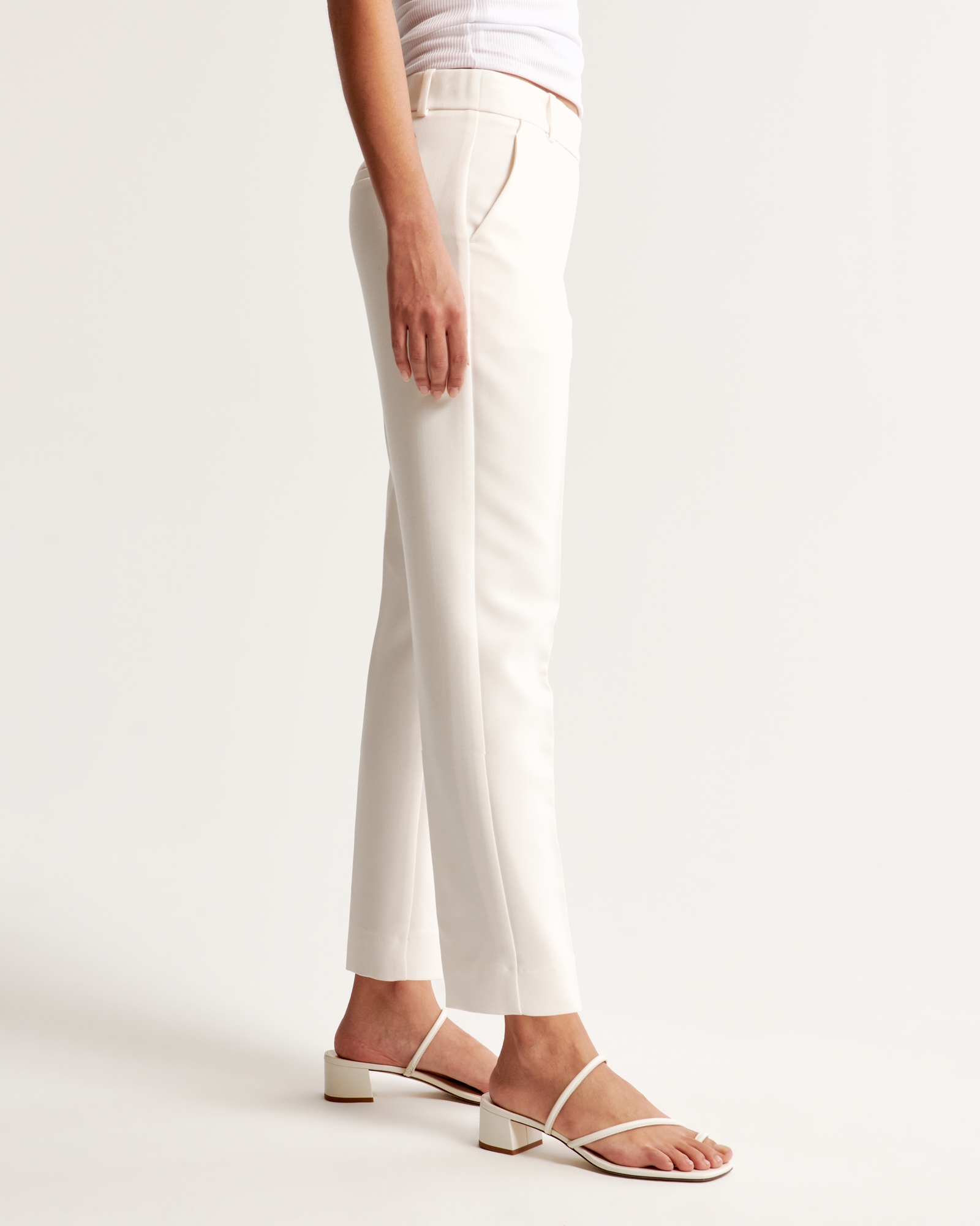 Susana Monaco High-waist Straight-leg Stretch Pants In Blanched Almond