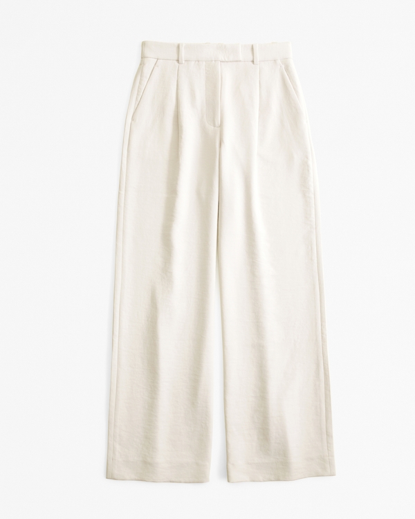 A&F Harper Tailored Premium Crepe Ultra-Wide Leg Pant, Cream view 1