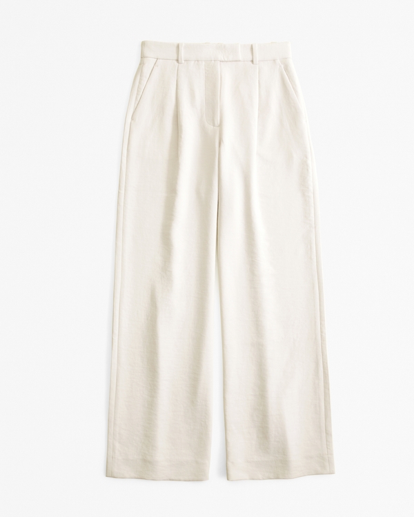 A&F Harper Tailored Premium Crepe Pant, Cream