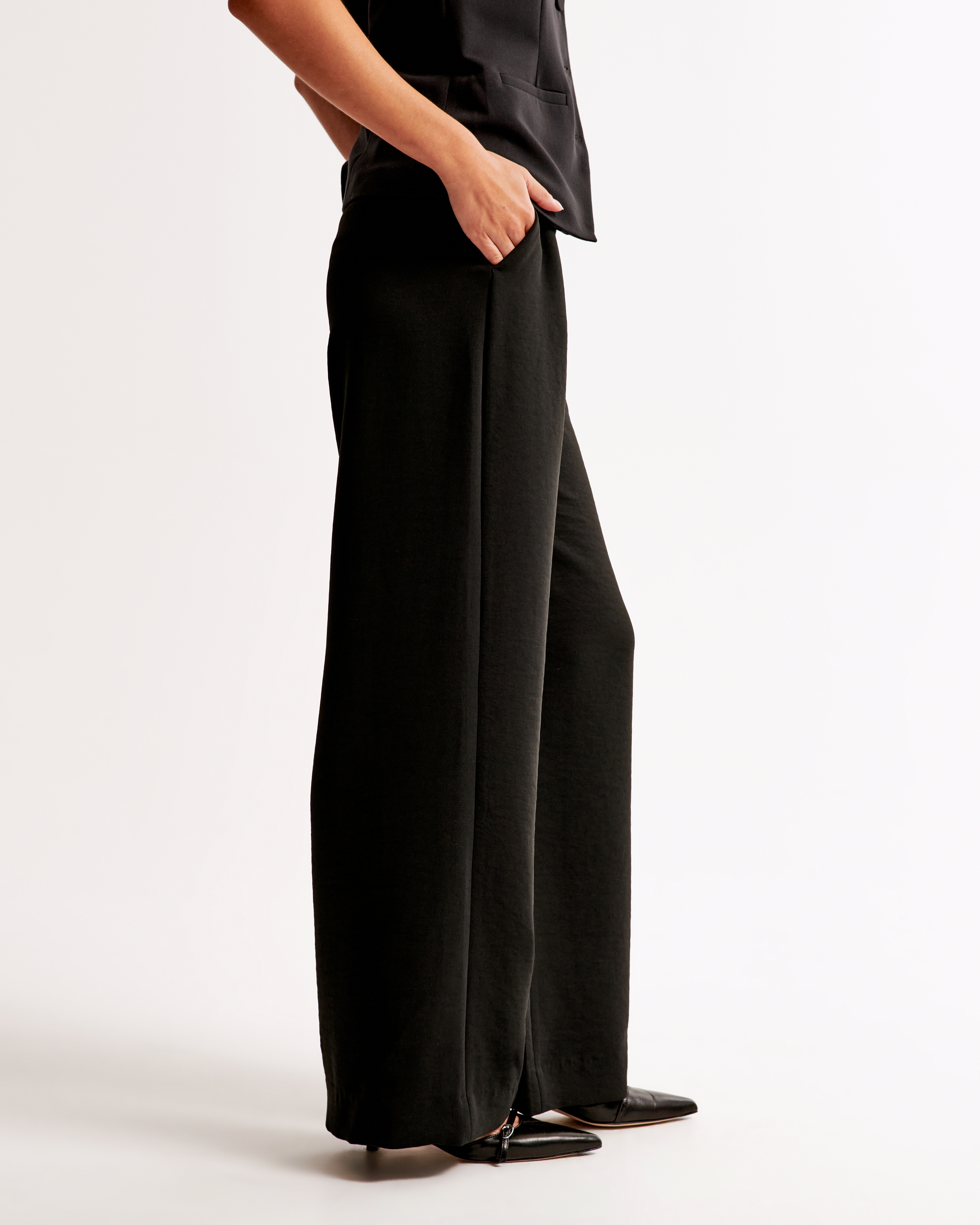 Women's A&F Harper Tailored Premium Crepe Ultra-Wide Leg