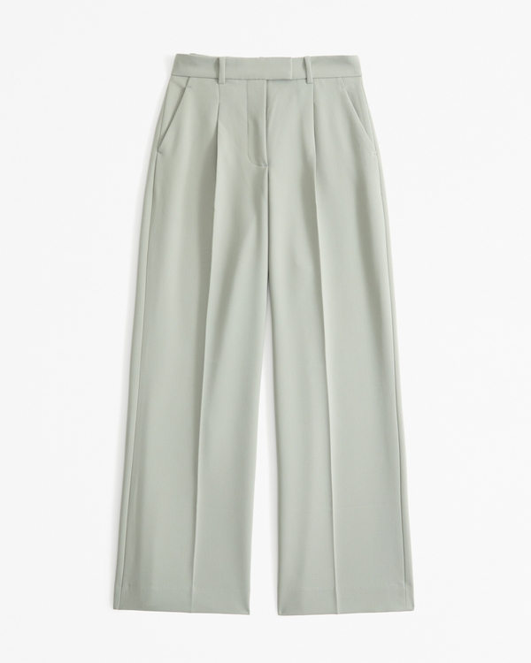 A&F Harper Tailored Ultra Wide Leg Pant, Slate Green view 1
