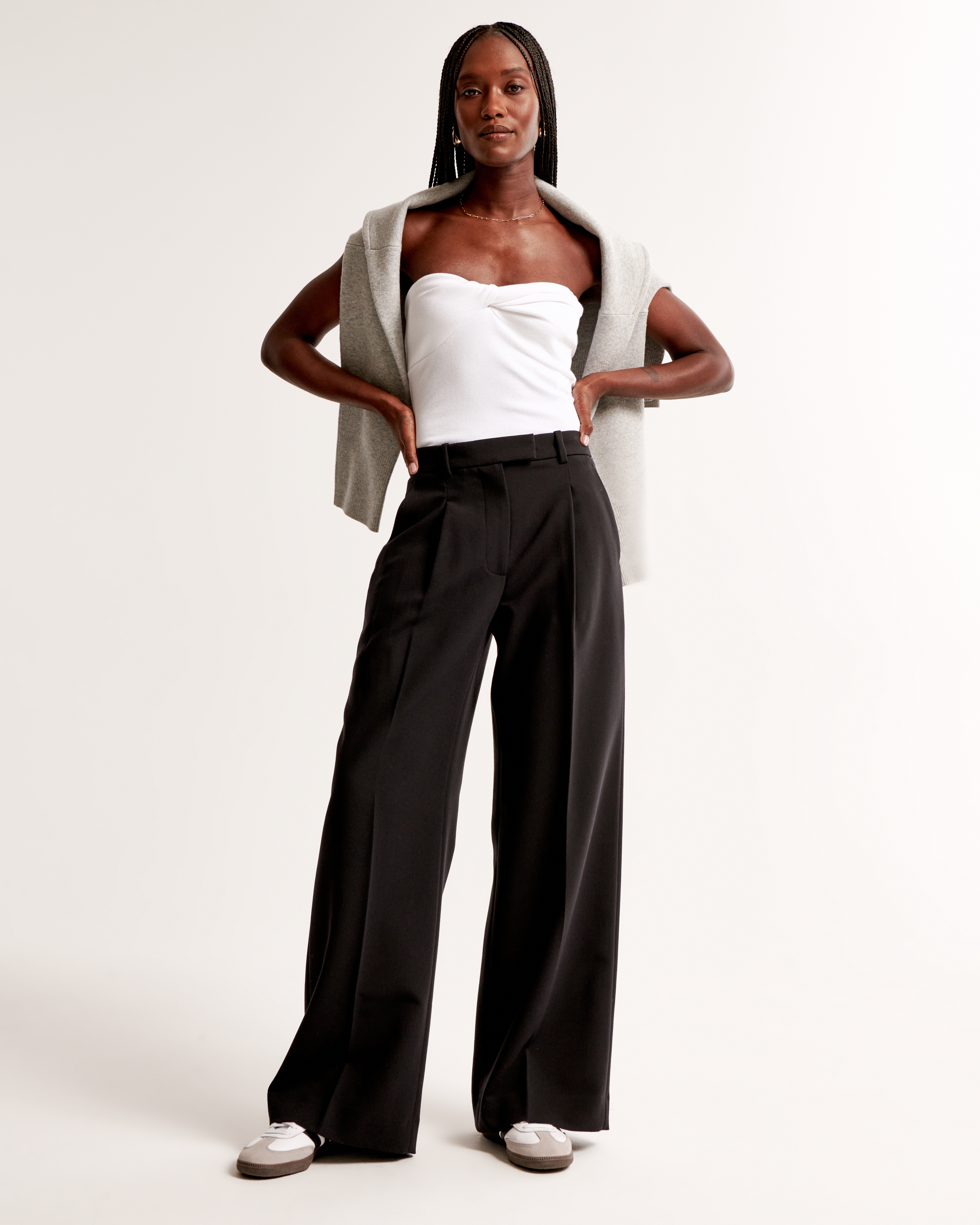 Abercrombie & Fitch A&f Harper Tailored Ultra Wide Leg Pant In Brown