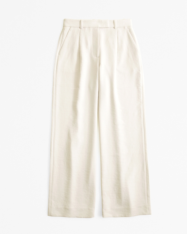 Curve Love A&F Harper Tailored Premium Crepe Pant, Cream