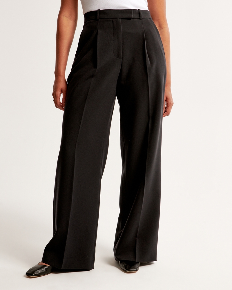 Curve Love A&F Harper Tailored Ultra-Wide Leg Pant