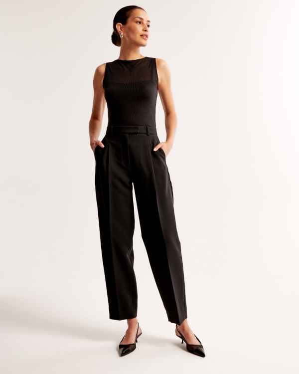 Ankle Grazing Tapered Tailored Pant, Black view 1