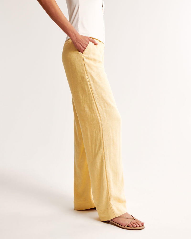 Linen-Blend Tailored Straight Pant