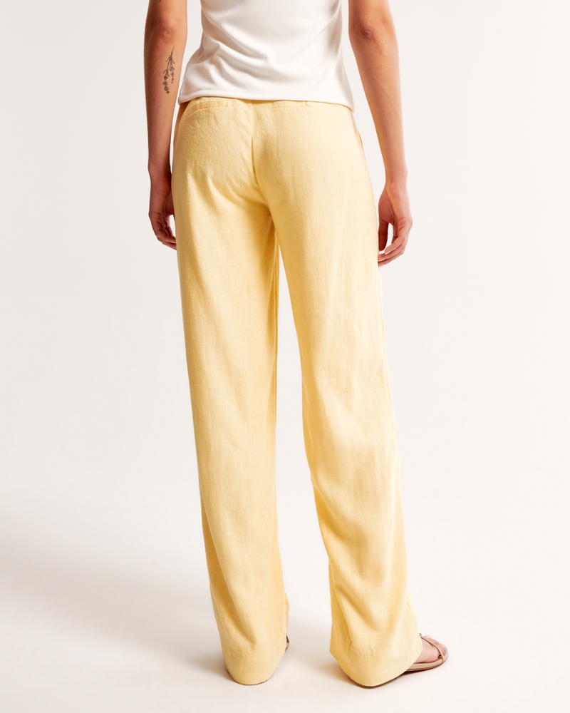 Linen-Blend Tailored Straight Pant
