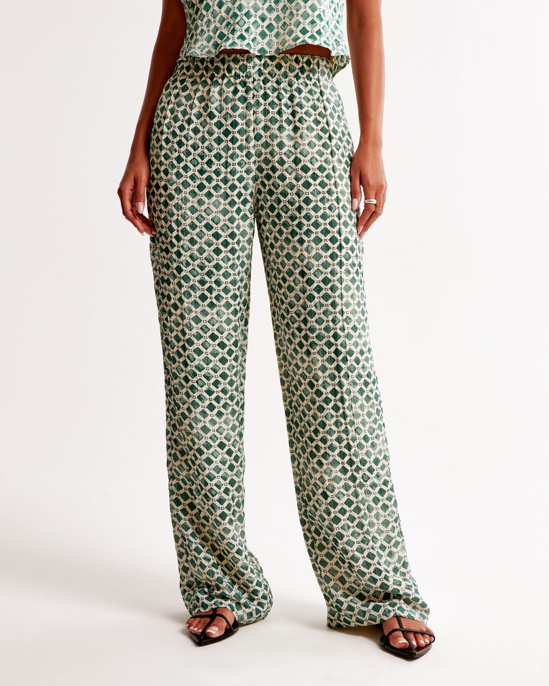 Crinkle Textured Pull-On Pant