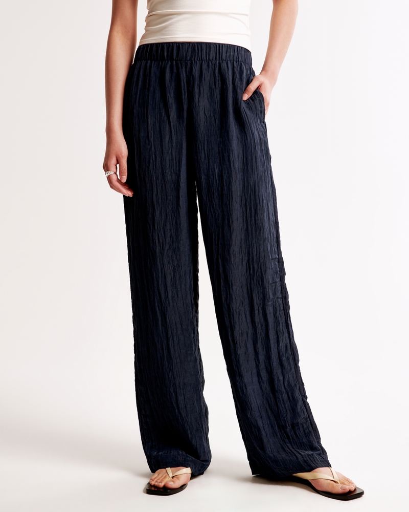 Crinkle Textured Pull-On Pant