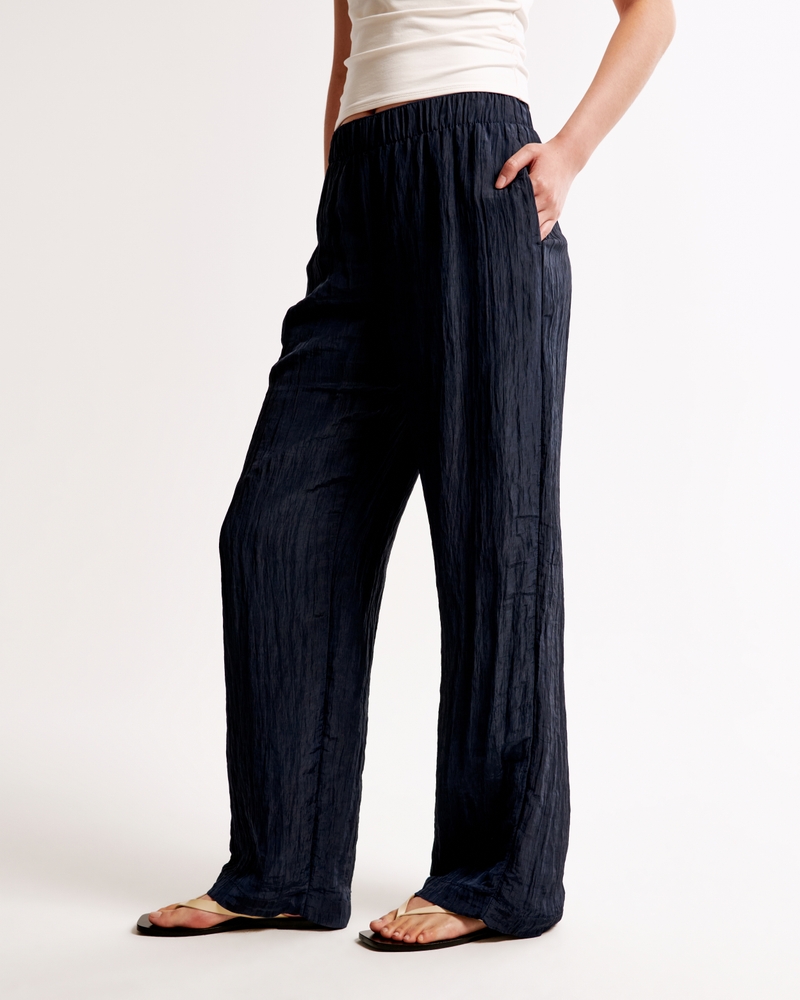 Crinkle Textured Pull-On Pant