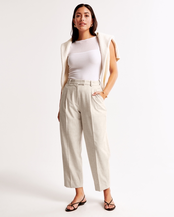 Curve Love Ankle Grazing Tapered Tailored Pant, Soft Silver