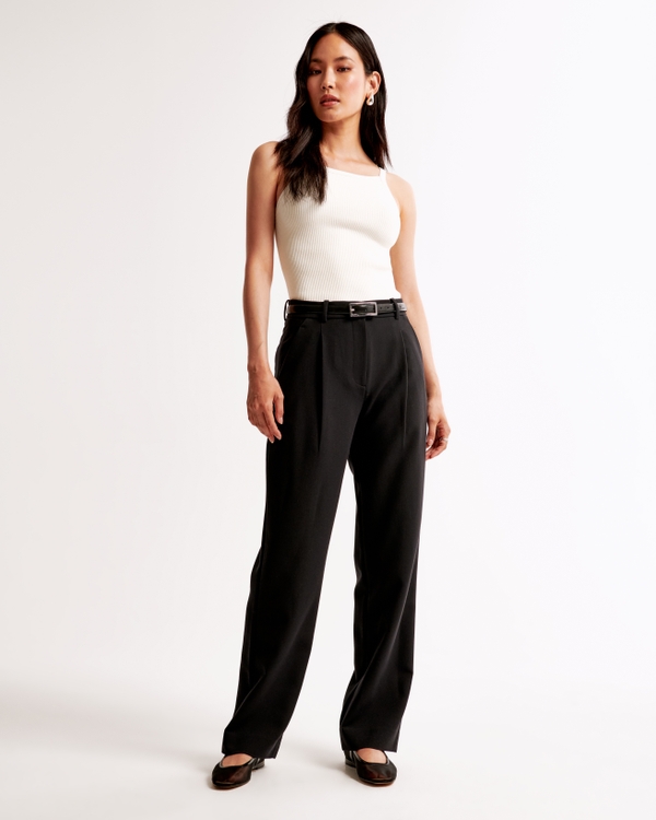 A&F Quinn Tailored Straight Pant, Black