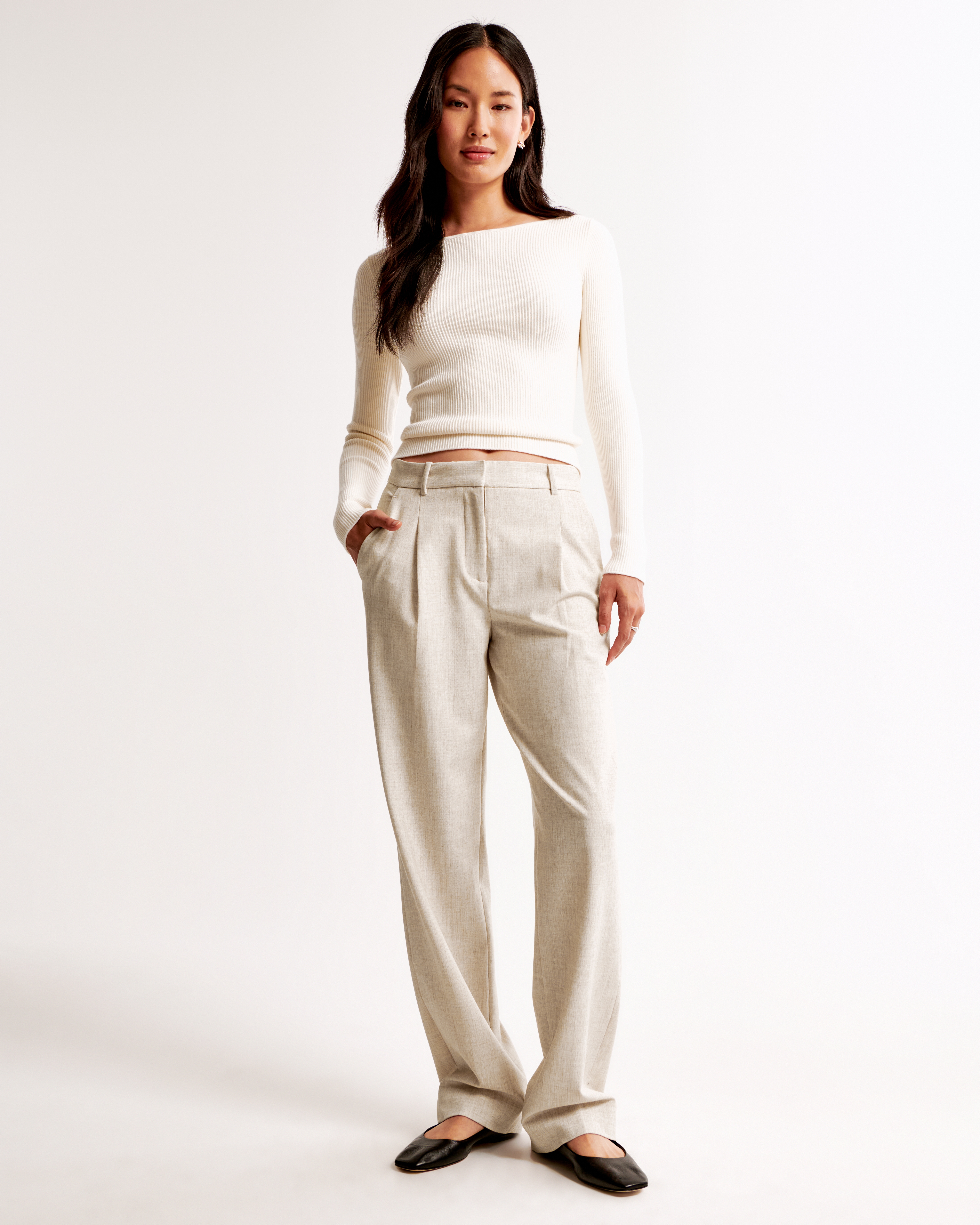 Abercrombie & Fitch A&f Quinn Tailored Straight Pant In Neutral