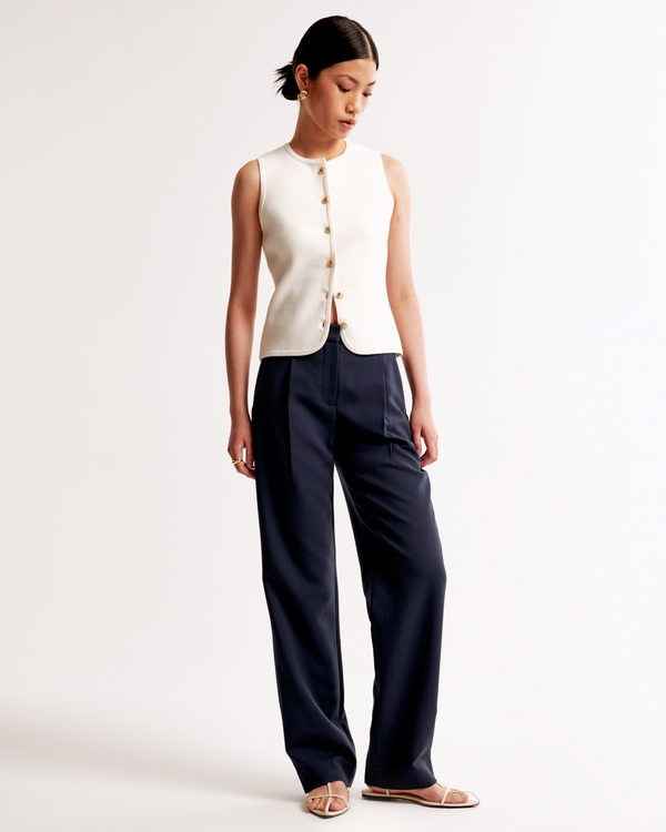 A&F Quinn Tailored Straight Pant, Dark Indigo