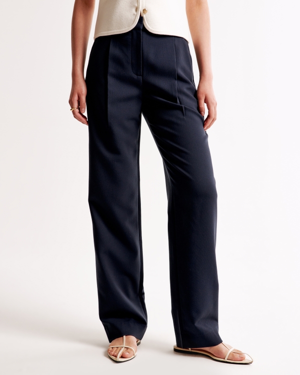 A&F Quinn Tailored Straight Pant, Dark Indigo view 2