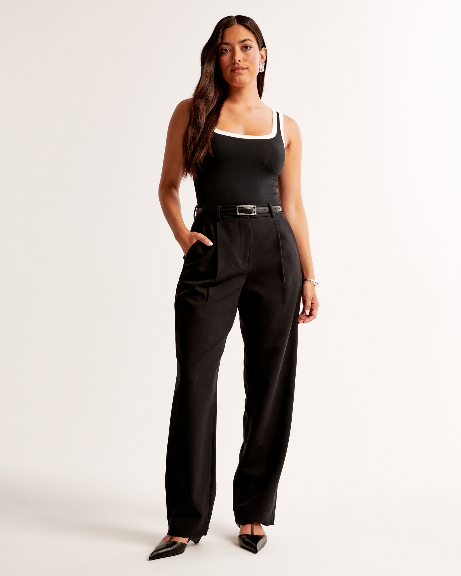 Curve Love A&F Quinn Tailored Straight Pant
