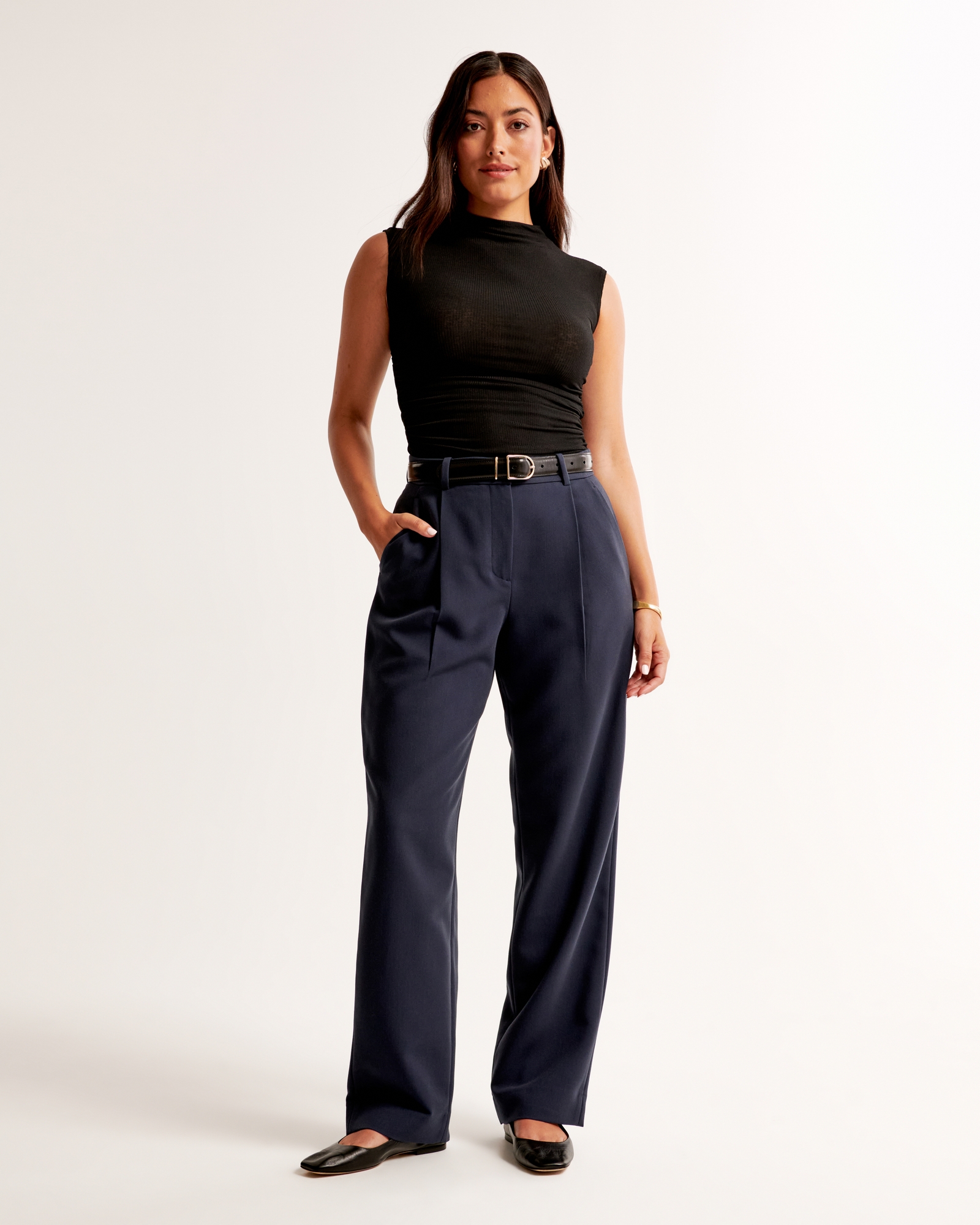 Curve Love A&F Quinn Tailored Straight Pant