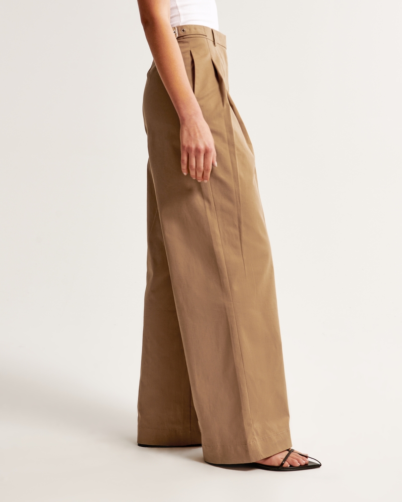 Abercrombie & Fitch wide leg twill pants in camel