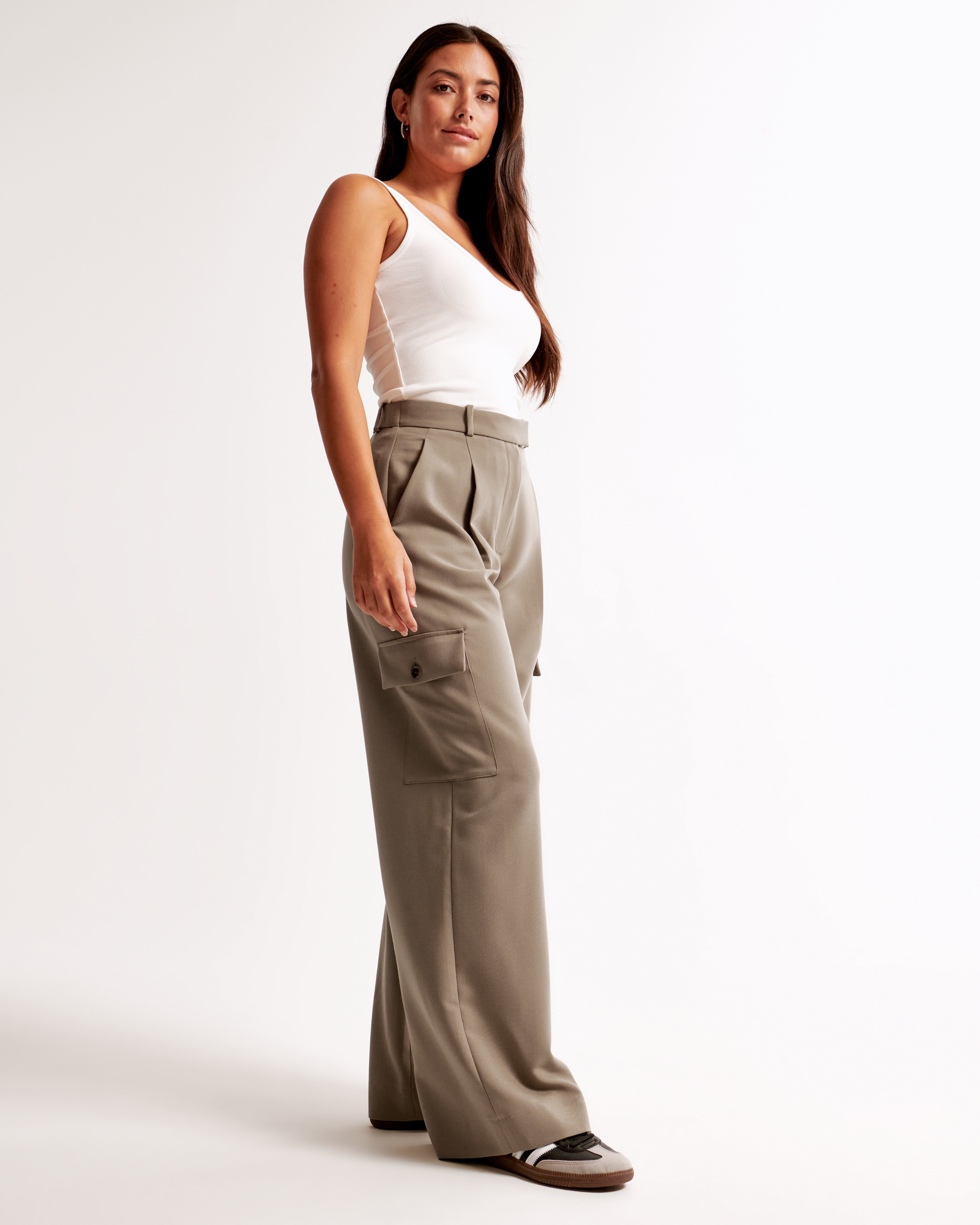 Women's Curve Love A&F Harper Tailored Ultra Wide Leg Cargo