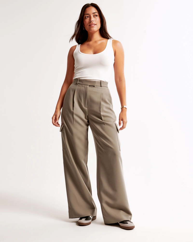 Curve Love A&F Harper Tailored Wide Leg Cargo Pant