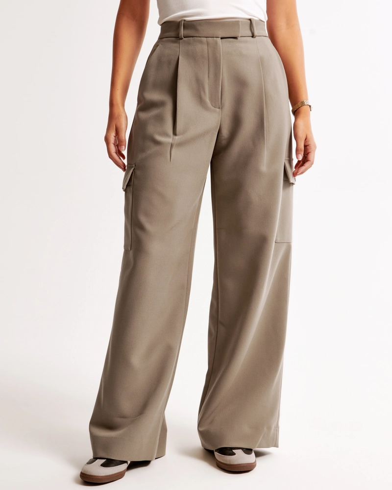 Curve Love A&F Harper Tailored Wide Leg Cargo Pant