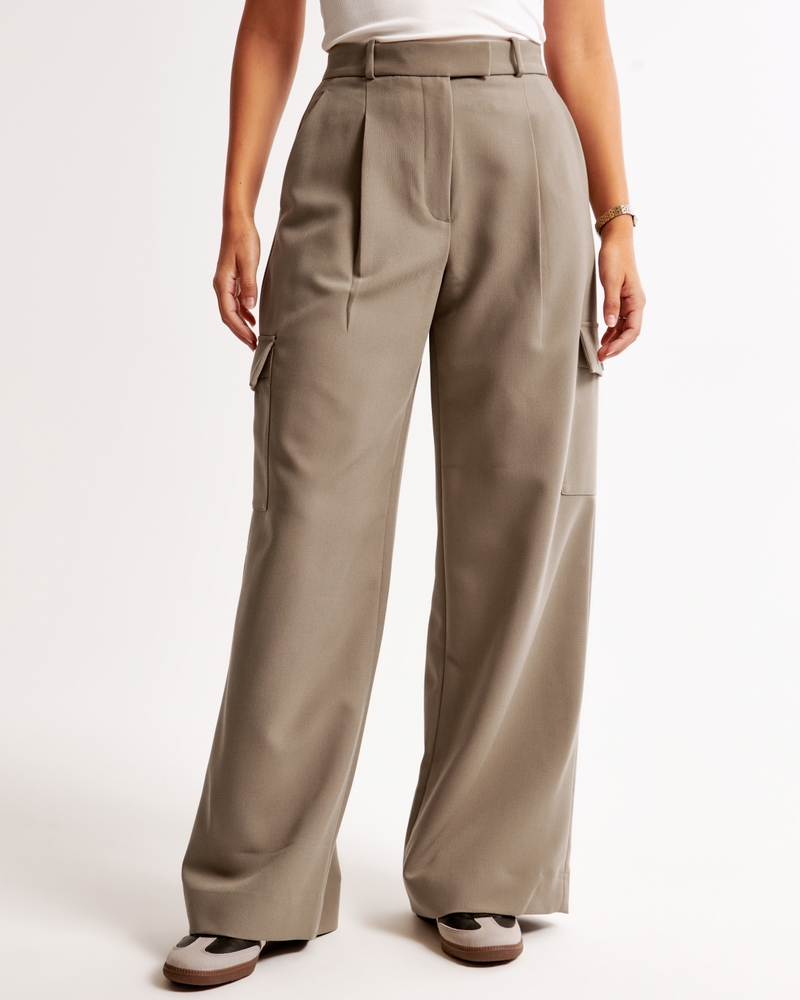 Curve Love A&F Harper Tailored Wide Leg Cargo Pant