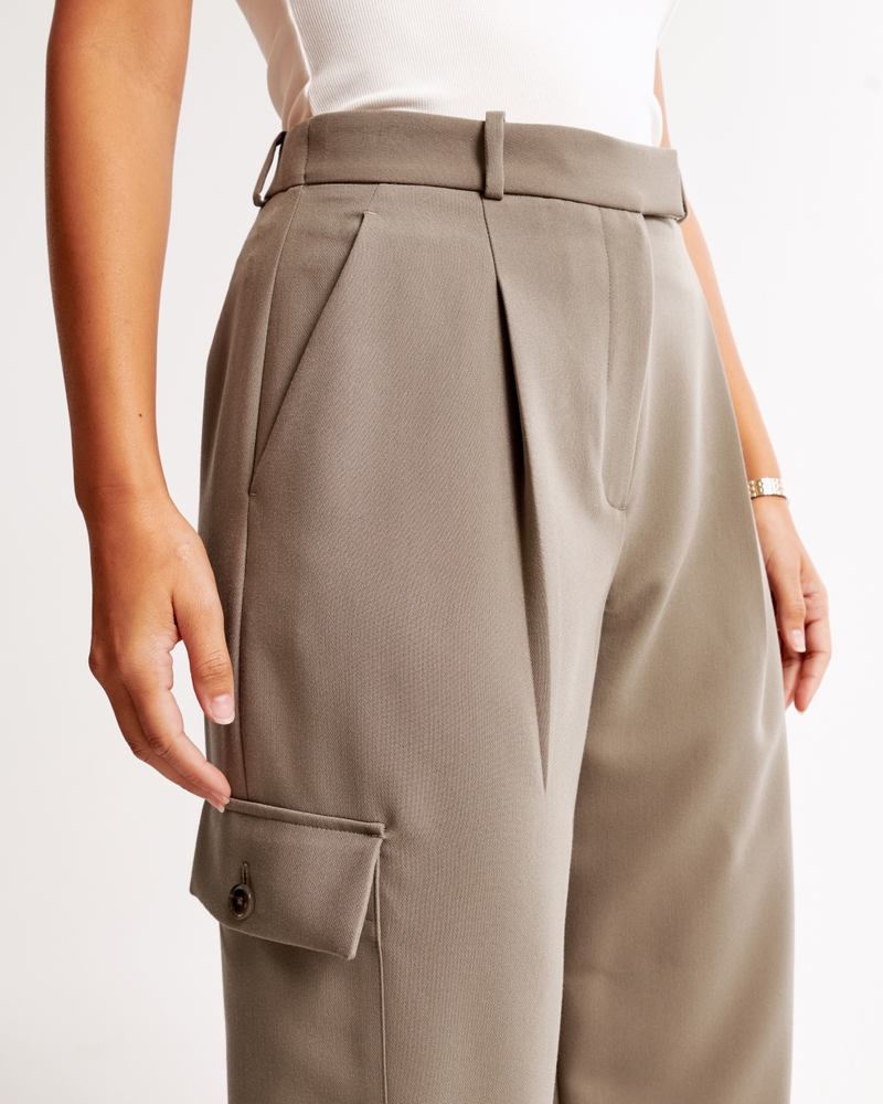 Curve Love A&F Harper Tailored Wide Leg Cargo Pant