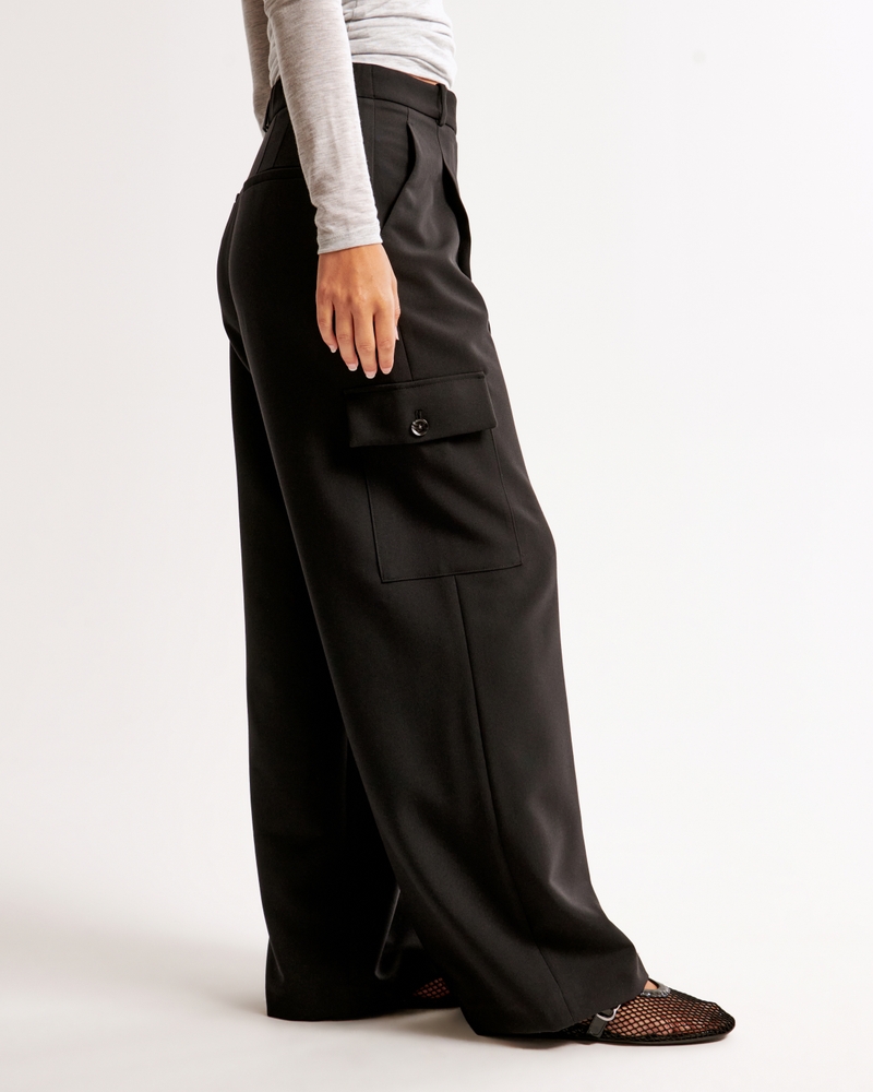 Curve Love A&F Harper Tailored Ultra Wide Leg Cargo Pant