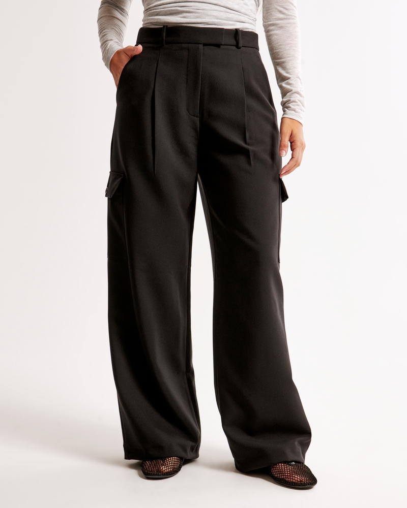 Curve Love A&F Harper Tailored Ultra Wide Leg Cargo Pant
