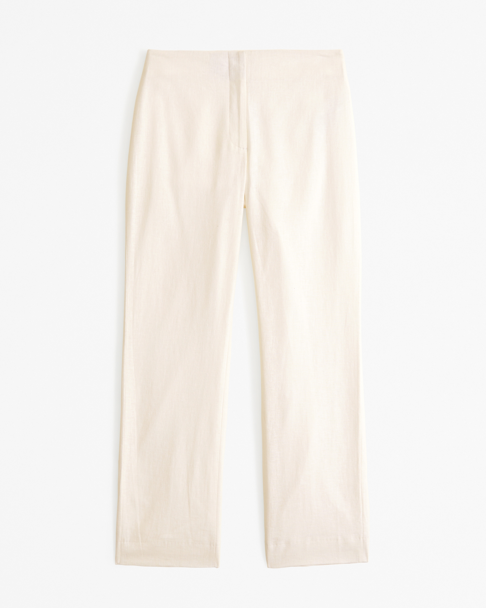 Mid Rise Linen-Blend Tailored Straight Pant