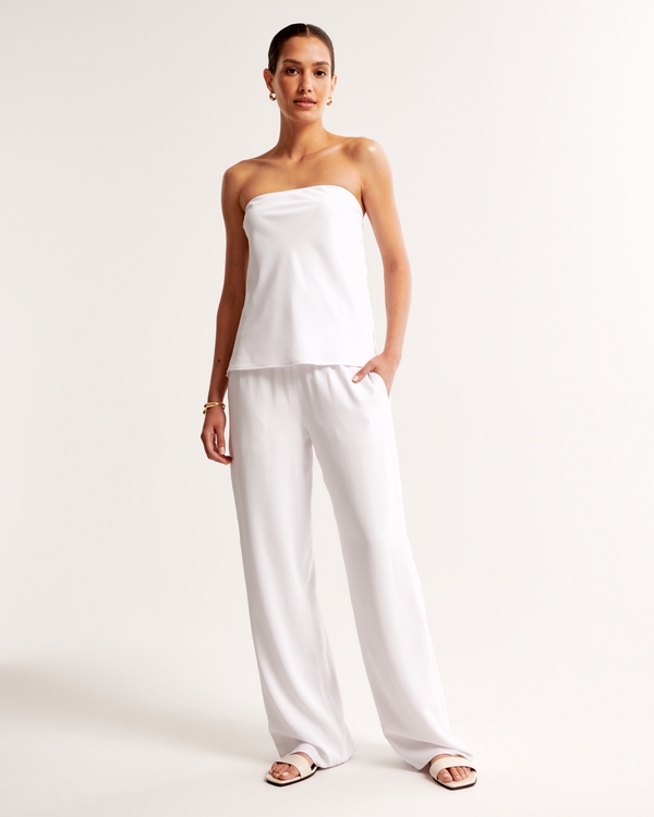 Drapey Pull-On Pant, White