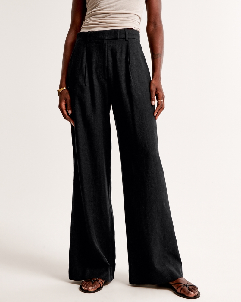 A&F Harper Tailored Linen-Blend Pant