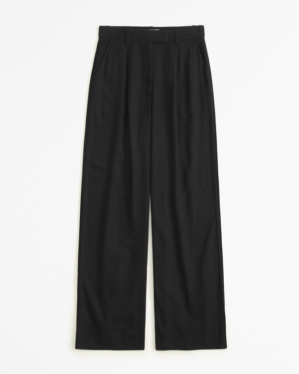 A&F Harper Tailored Linen-Blend Pant, Black