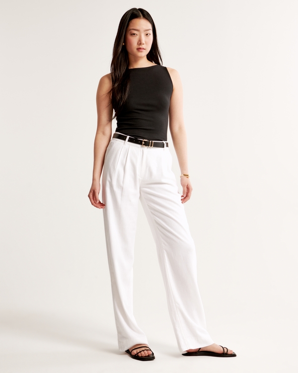 A&F Sloane Low Rise Tailored Linen-Blend Pant