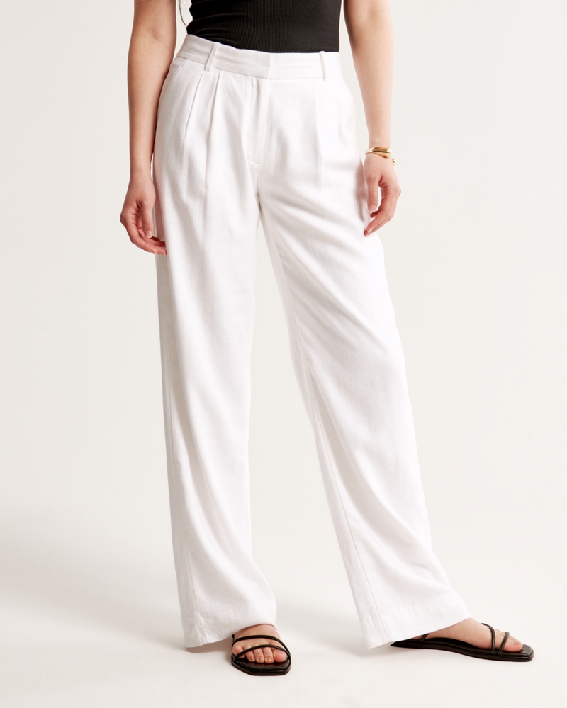 A&F Sloane Low Rise Tailored Linen-Blend Pant