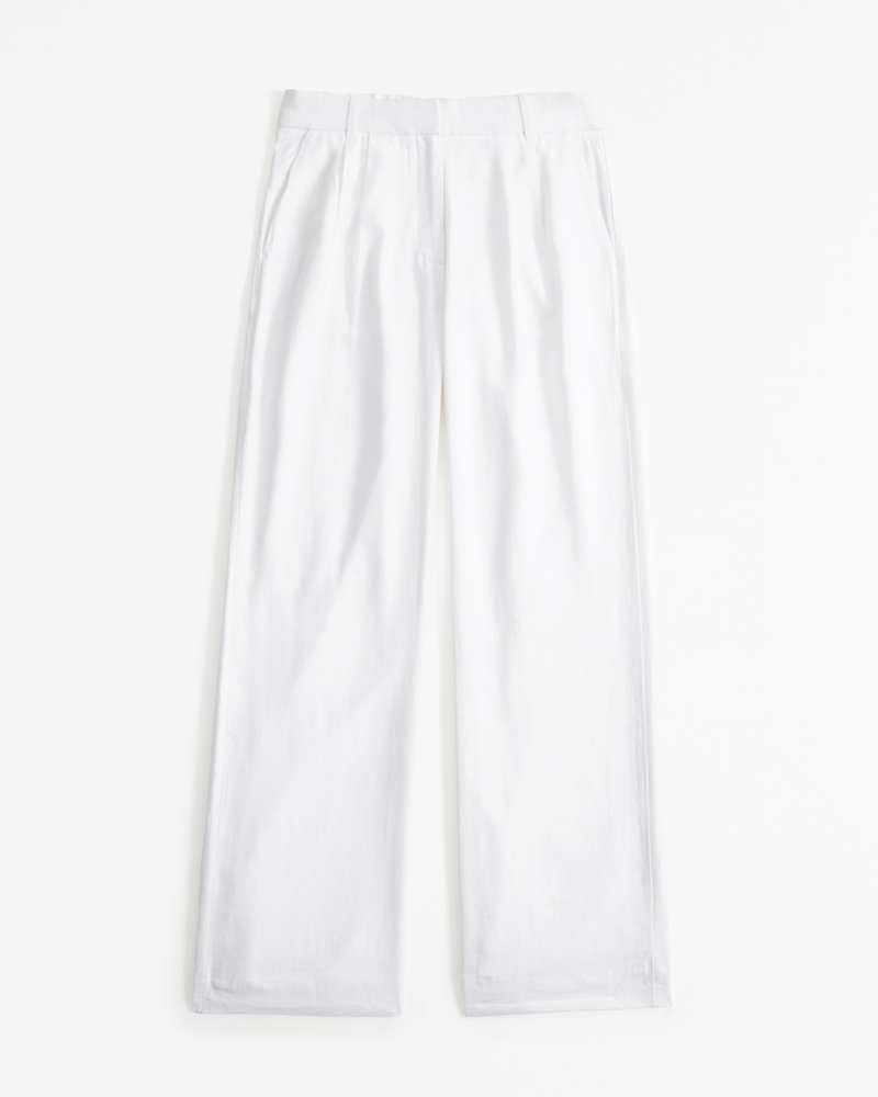 Self-Portrait｜SLACKS (LINEN TROUSERS (PF24103PW-WHITE)) White Linen Trousers – self-portrait