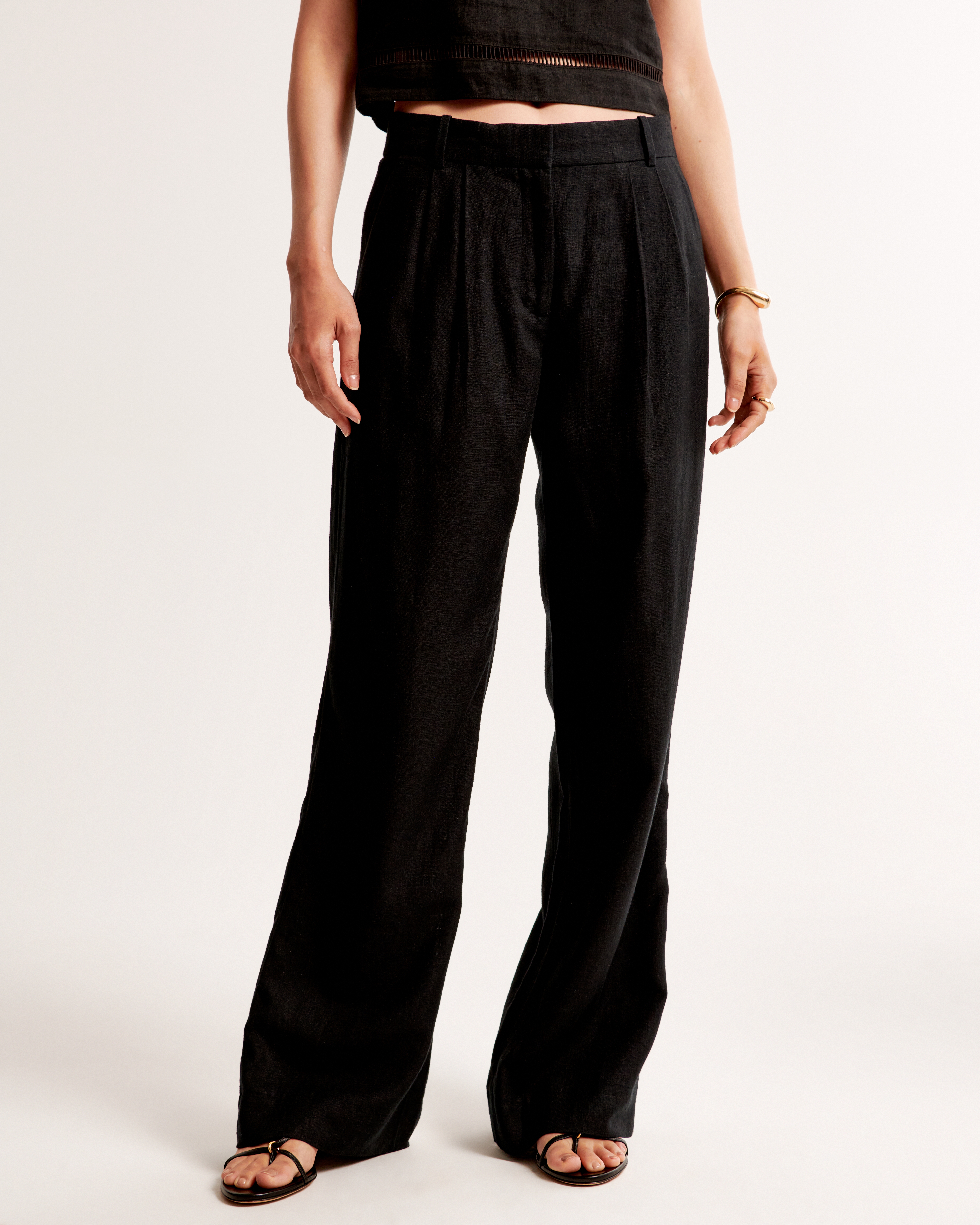 [LOW CLASSIC] / ☆ 25SS LINEN TUCK WIDE PANTS / BLACK LOW CLASSIC] / ☆ 25SS LINEN TUCK WIDE PANTS / BLACK