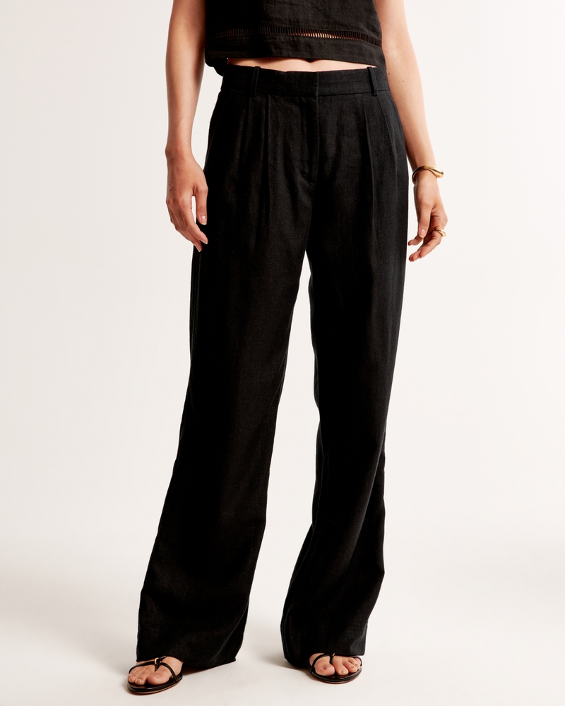 A&F Sloane Low Rise Tailored Linen-Blend Pant