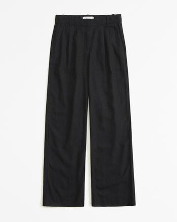 Women's A&F Sloane Low Rise Tailored Linen-Blend Pant | Women's Bottoms | Abercrombie.com