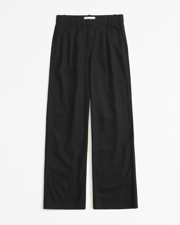 A&F Sloane Low Rise Tailored Linen-Blend Pant, Black view 1